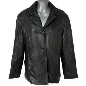 Vintage Leather Jacket Tibor Leathers Black Coat Women's Petite Size Large